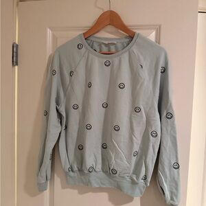 Elodie Sky Blue Sweatshirt with Smiley Pattern
